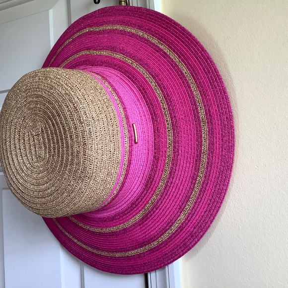 Trina Turk Tuscany Straw Sun Hat Natural Pink OS
